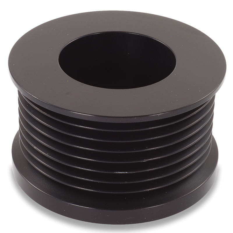 Ford/Vette  8 rib pulley, black hard anodized aluminum