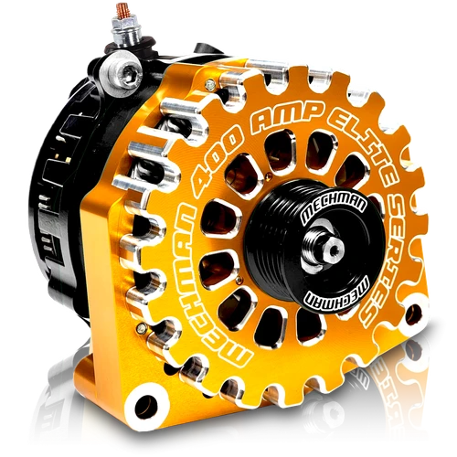 High Output 400A large case BILLET alternator for 2001-2007 GM truck 6.6l Diesel - side output stud - Orange