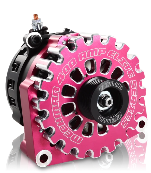 High Output 400A large case BILLET alternator for 2001-2007 GM truck 6.6l Diesel - side output stud - Pink
