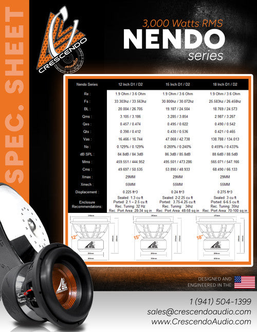 CRESCENDO AUDIO | NENDO SERIES 12" SUBWOOFER  [3000W RMS]
