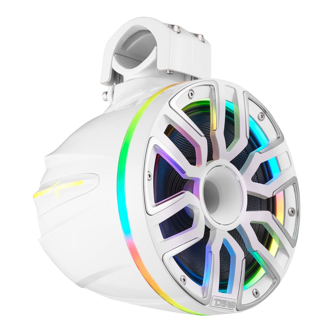 8” Marine Short Tower Speaker With Neodymium Magnet, Kevlar Cone, Compression Driver And Digital LED Lights | 200W RMS 4-Ohm