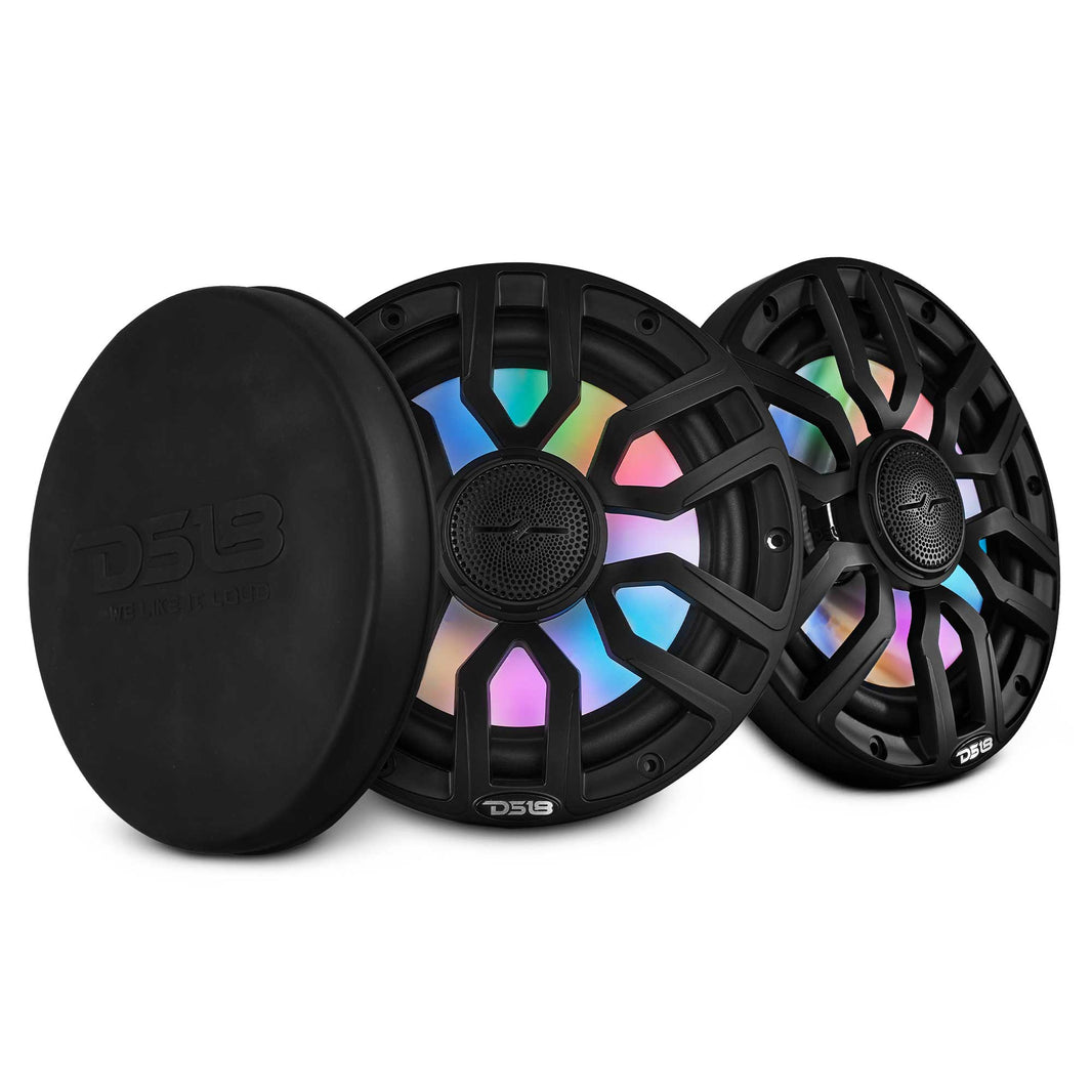 NXL 8" 2-Way Coaxial Marine Speaker with Bullet Tweeter and Digital Led Lights | 175W RMS 4-Ohm