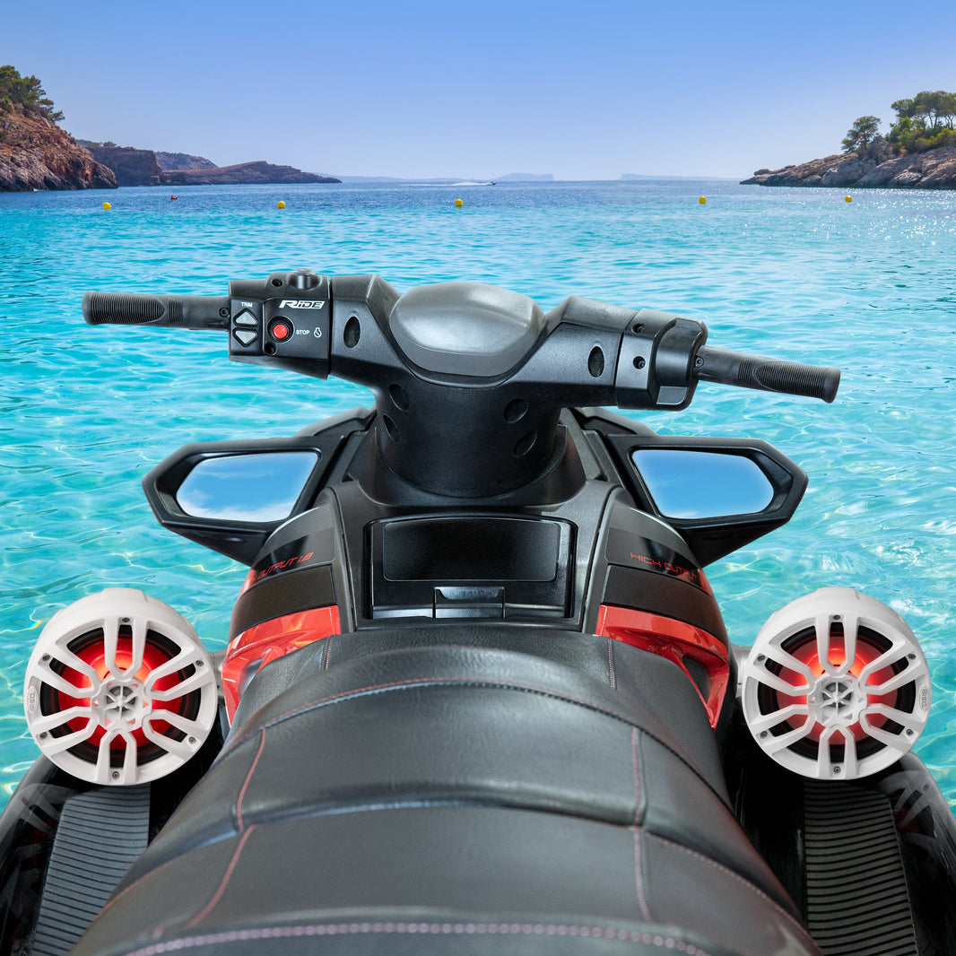 NXL 8" Pod 375W Speaker with Integrated RGB LED Lights (Pair) - Perfect for Jet Skis