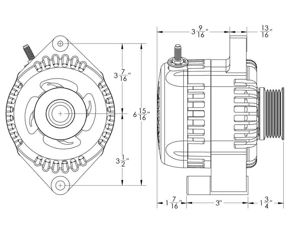 S Series Billet 320a racing alt - 6/12 Ford 6S - Black | B7771320B | by: Mechman @ the lowest price of $599.00