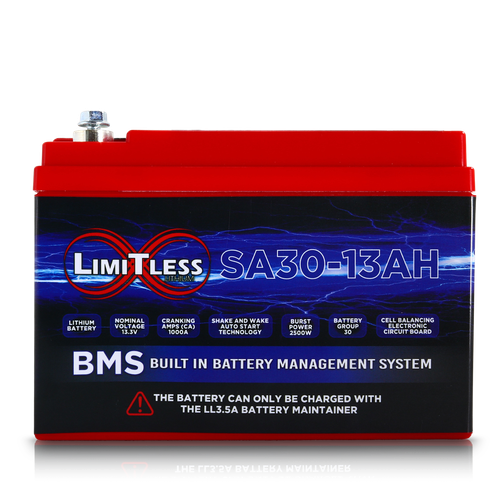 Shake Awake 30 Case 13Ah Smart Motorcycle battery With 3.5A Battery Maintainer