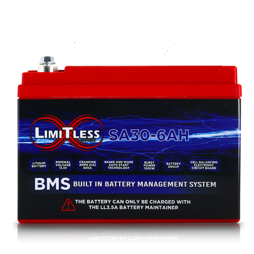 Shake Awake 30 Case 6Ah Smart Motorcycle battery with 3.5A Battery Maintainer