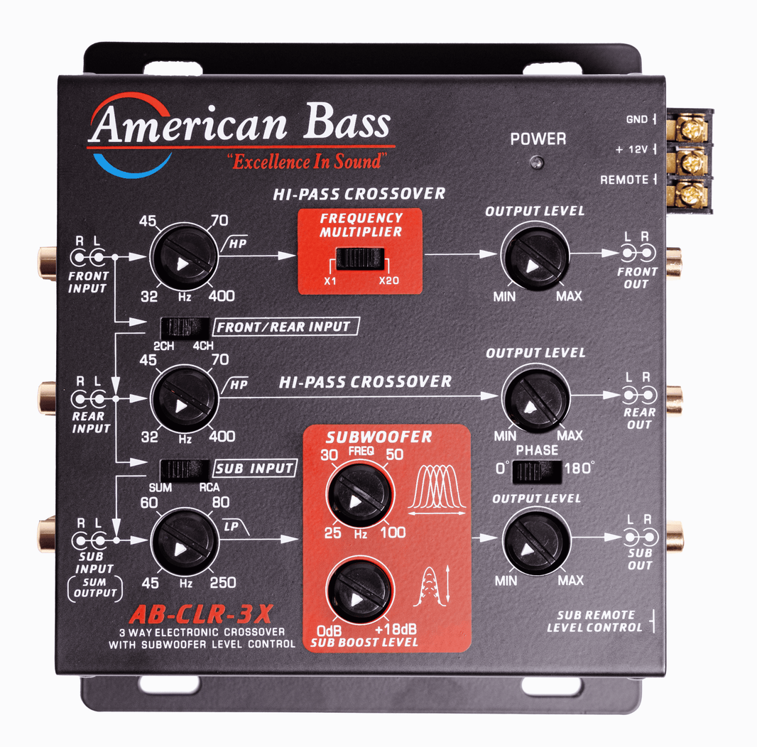 AB-CLR-3X 3-Way Active Electronic Crossover with Subwoofer Level Control - AB-CLR-3X