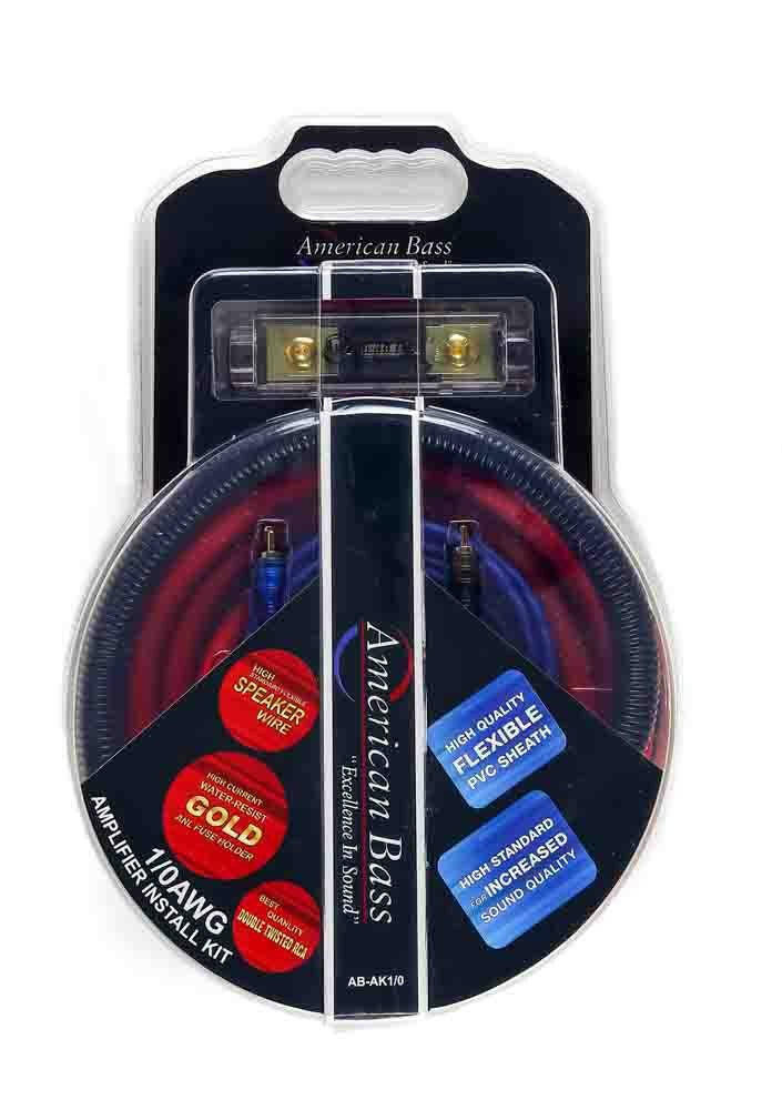 American Bass 0 Gauge Complete CCA (Copper Clad Aluminum) Amplifier Wiring Kit - Car Audio Amp Install Kit with Power, Ground & RCA Cables - Blue