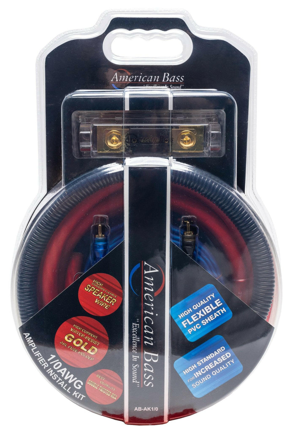 American Bass 0 Gauge Complete CCA (Copper Clad Aluminum) Amplifier Wiring Kit - Car Audio Amp Install Kit with Power, Ground & RCA Cables - Red