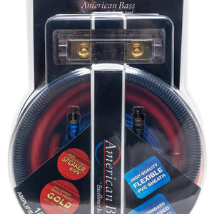 American Bass 0 Gauge Complete CCA (Copper Clad Aluminum) Amplifier Wiring Kit - Car Audio Amp Install Kit with Power, Ground & RCA Cables - Blue