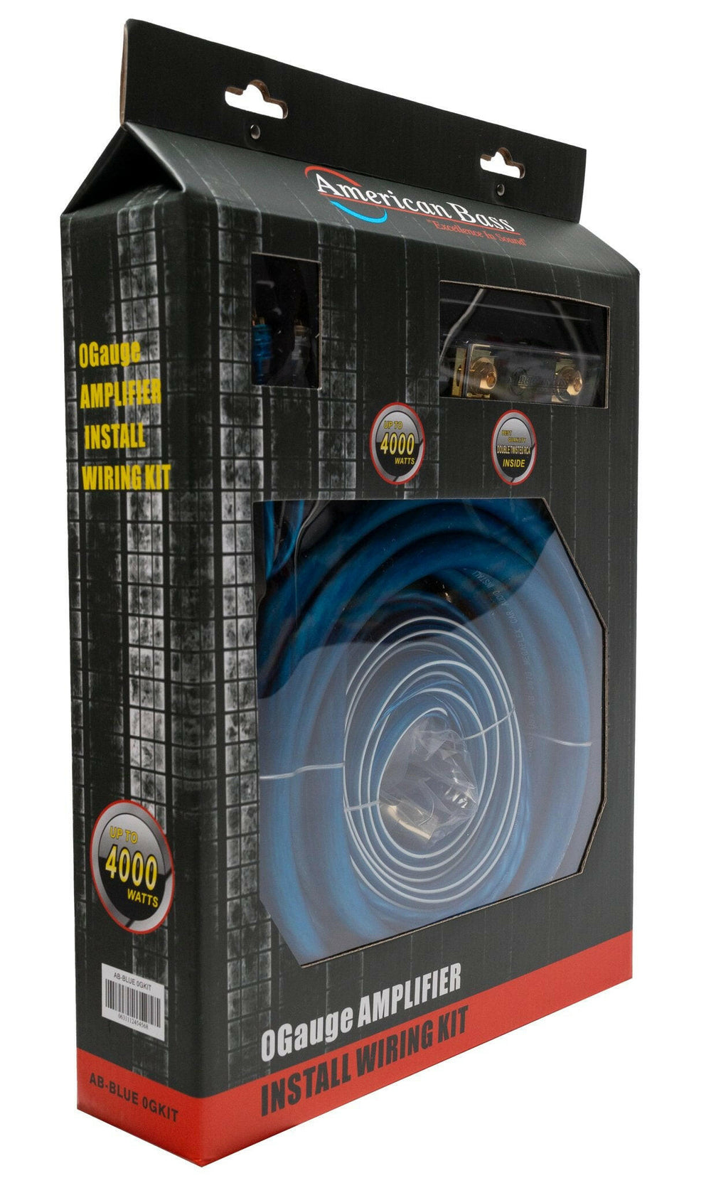 American Bass 0 Gauge Complete CCA (Copper Clad Aluminum) Amplifier Wiring Kit - Car Audio Amp Install Kit with Power, Ground & RCA Cables - Red