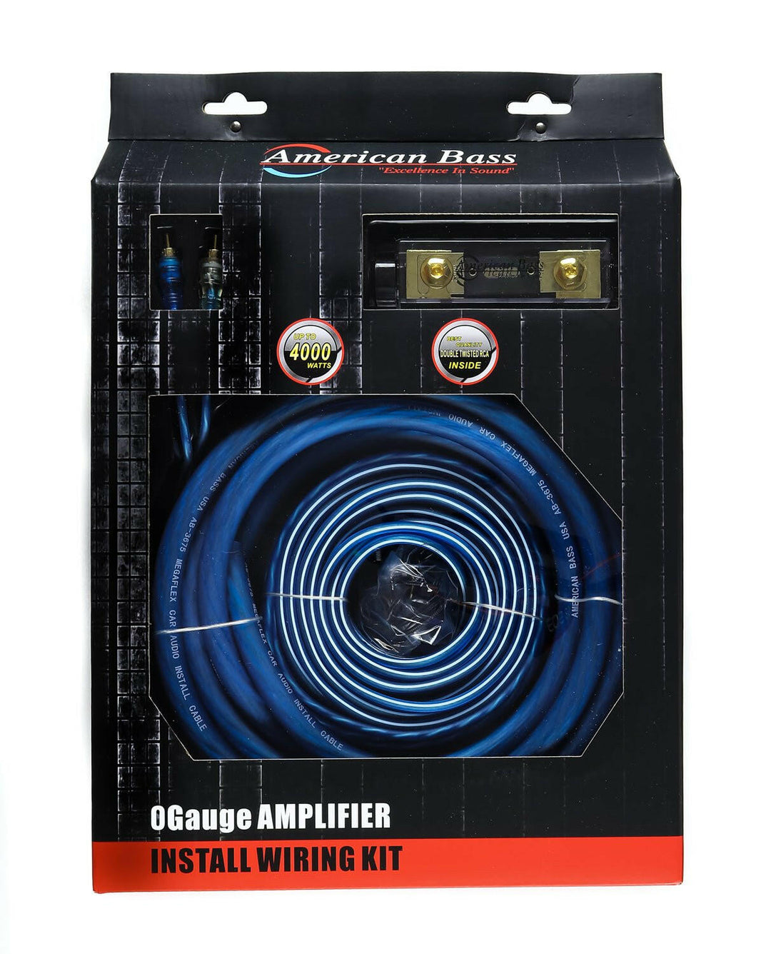 American Bass 0 Gauge Complete CCA (Copper Clad Aluminum) Amplifier Wiring Kit - Car Audio Amp Install Kit with Power, Ground & RCA Cables - Red