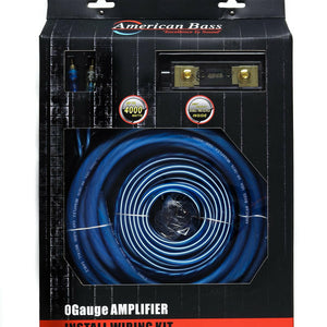 American Bass 0 Gauge Complete CCA (Copper Clad Aluminum) Amplifier Wiring Kit - Car Audio Amp Install Kit with Power, Ground & RCA Cables - Blue