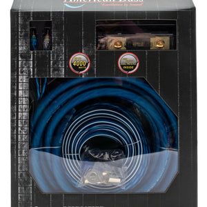 American Bass 0 Gauge Complete CCA (Copper Clad Aluminum) Amplifier Wiring Kit - Car Audio Amp Install Kit with Power, Ground & RCA Cables - Blue