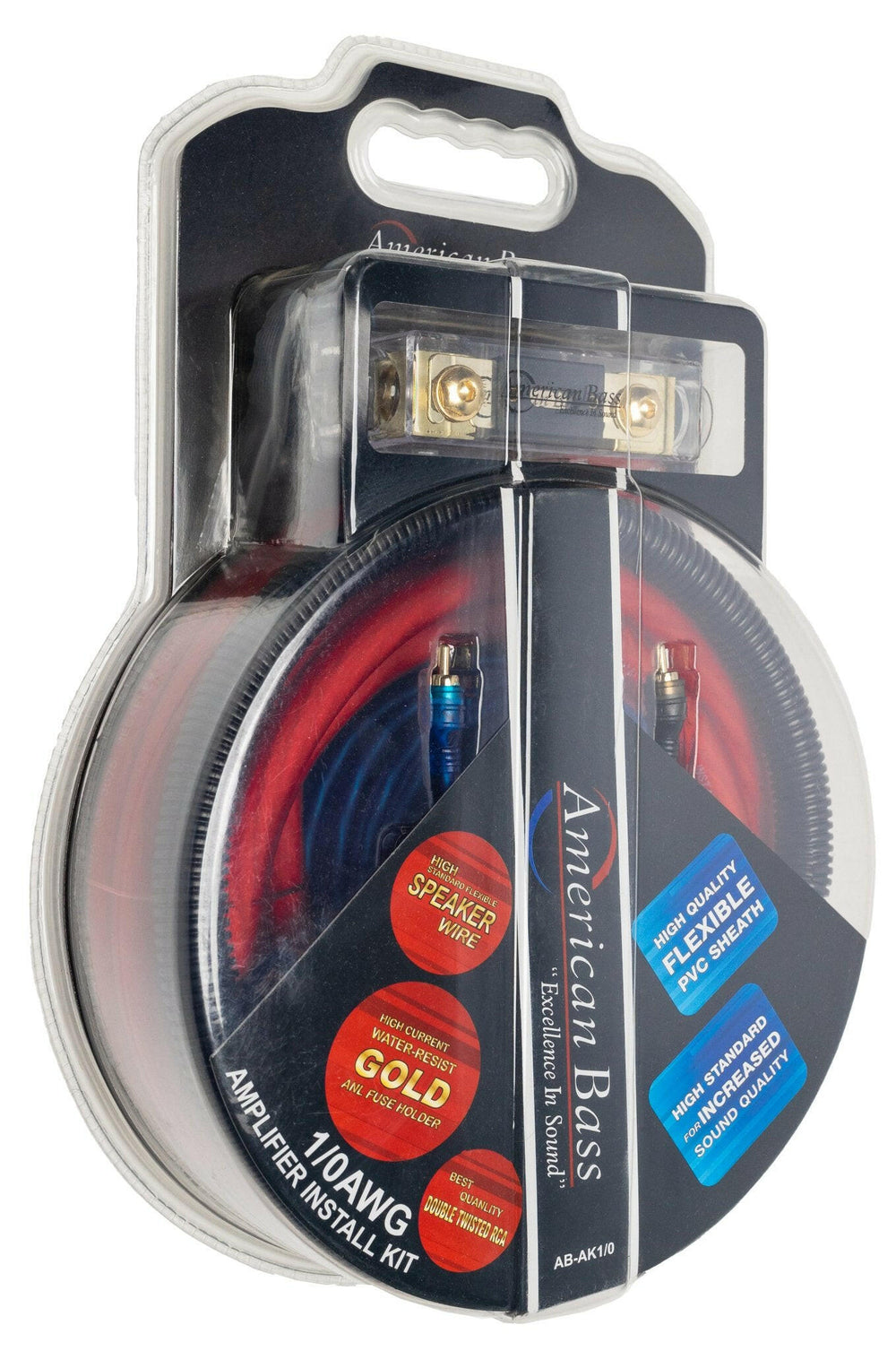 American Bass 0 Gauge Complete CCA (Copper Clad Aluminum) Amplifier Wiring Kit - Car Audio Amp Install Kit with Power, Ground & RCA Cables - Blue