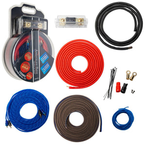 American Bass 0 Gauge Complete CCA (Copper Clad Aluminum) Amplifier Wiring Kit - Car Audio Amp Install Kit with Power, Ground & RCA Cables - Red