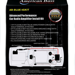 American Bass 4 Gauge Complete CCA (Copper Clad Aluminum) Amplifier Wiring Kit