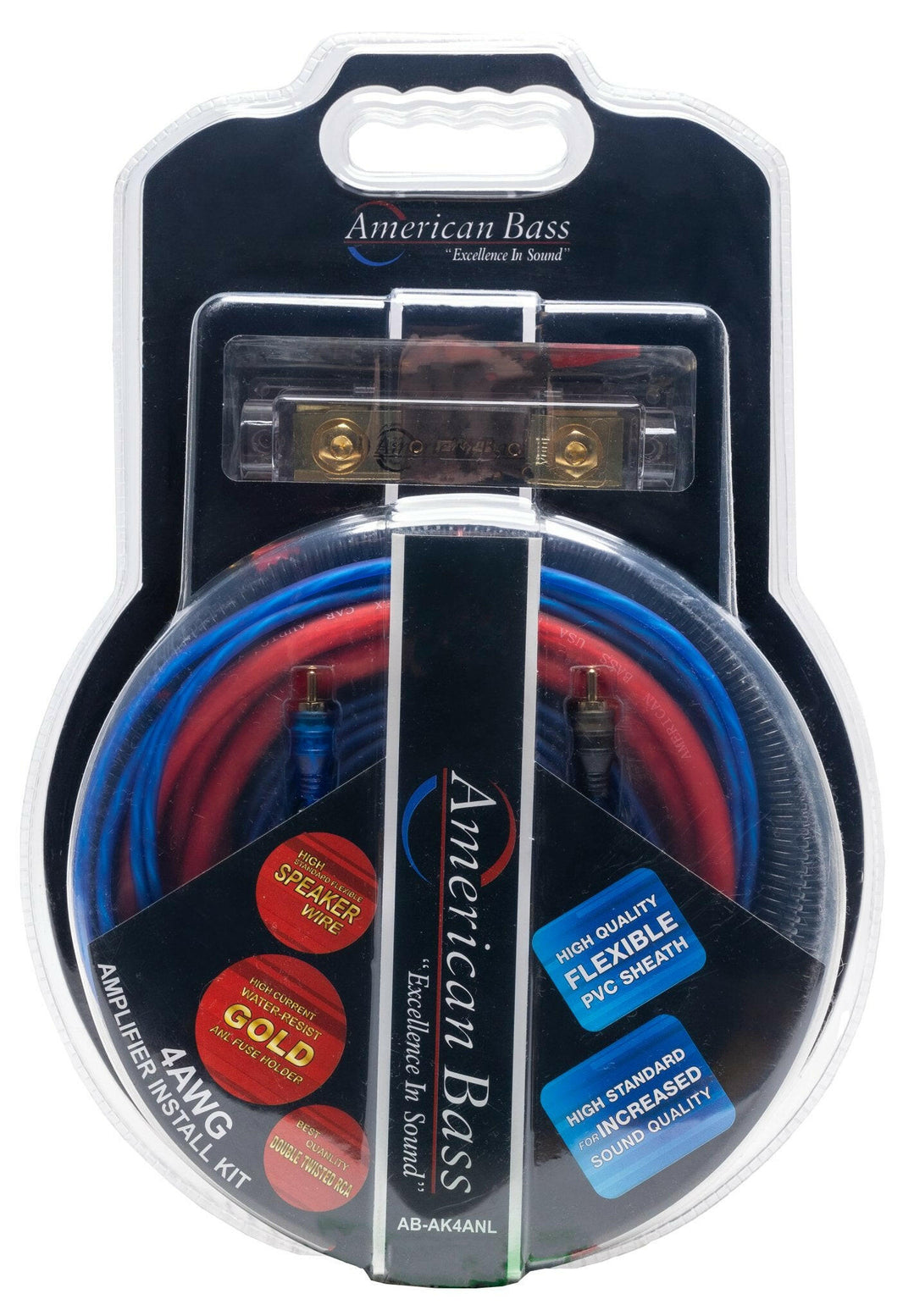 American Bass 4 Gauge Complete CCA (Copper Clad Aluminum) Amplifier Wiring Kit