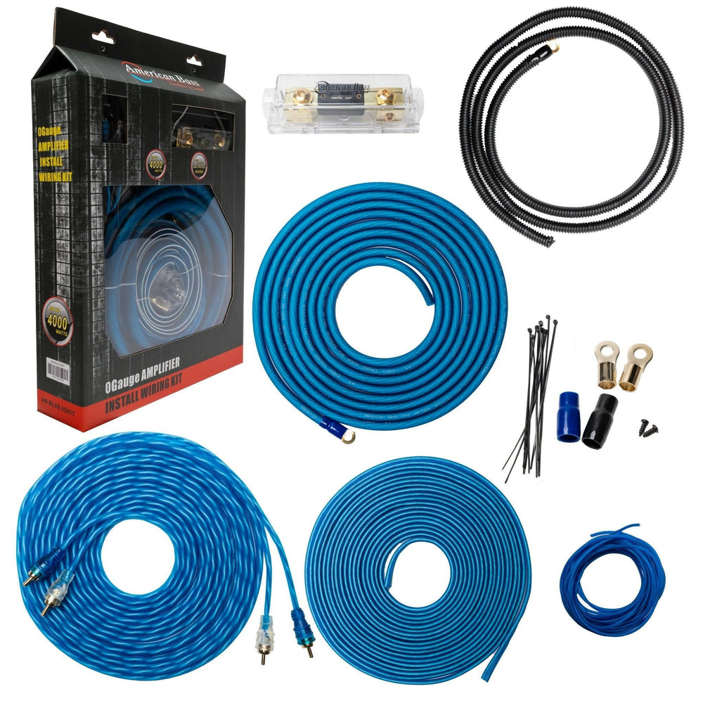 American Bass 4 Gauge Complete CCA (Copper Clad Aluminum) Amplifier Wiring Kit