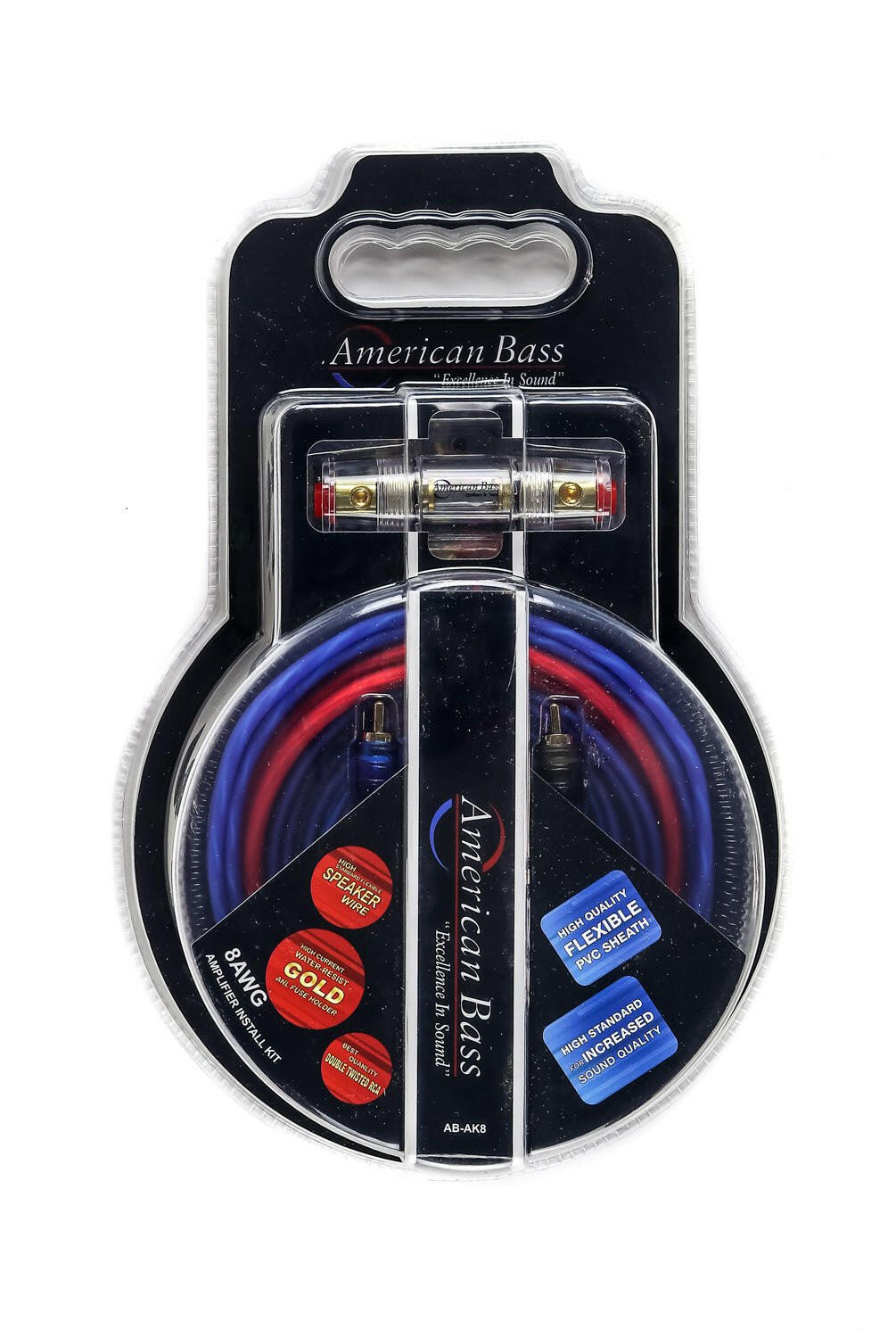 American Bass 8 Gauge Complete CCA (Copper Clad Aluminum) Amplifier Wiring Kit - Car Audio Amp Install Kit with Power, Ground & RCA Cables - Red