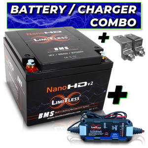 Nano -HDv2 30AH Motorcycle / Power sports Battery With 3.5A Battery Maintainer and Adapters 