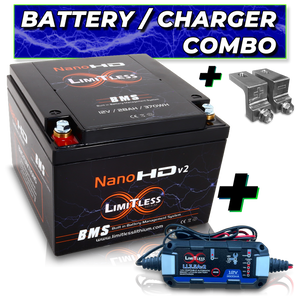Nano -HDv2 30AH Motorcycle / Power sports Battery With 3.5A Battery Maintainer and Adapters 