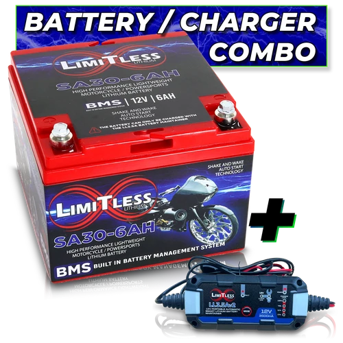 Shake Awake 30 Case 6Ah Smart Motorcycle battery with 3.5A Battery Maintainer