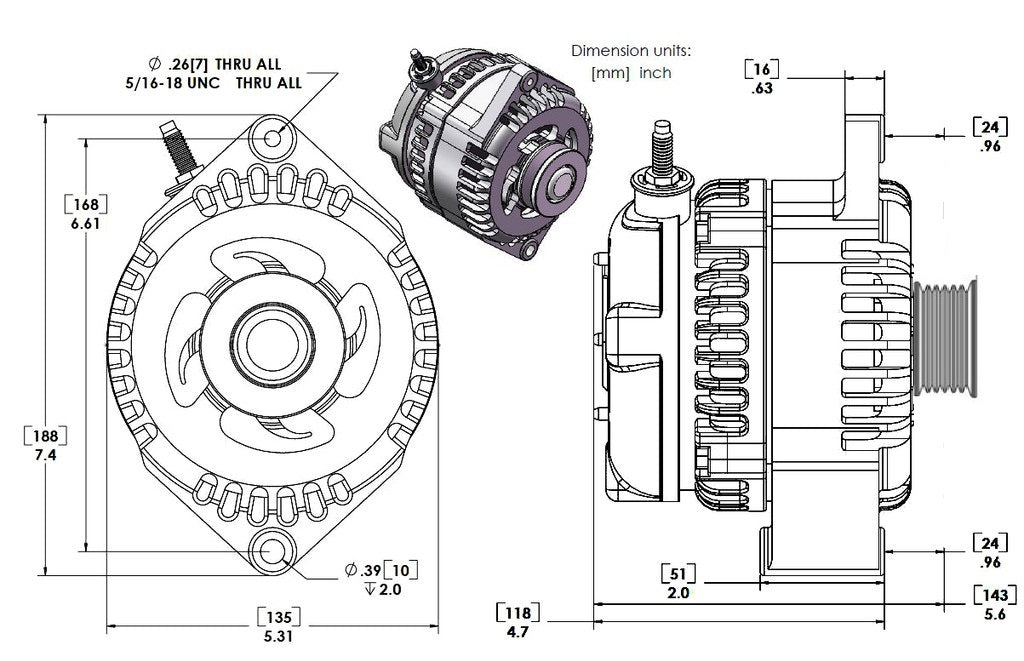 320 amp racing alternator - Polished | 7127320P | by: Mechman @ the lowest price of $549.00