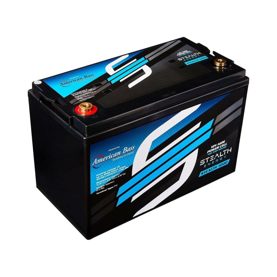 ST-1000 American Bass Audio Stealth 1000 | 100Ah AGM Battery | Maintenance-Free, Sealed Power for Car Audio & More - 100Ah AGM