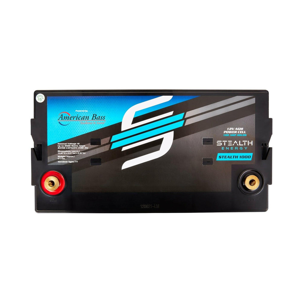 ST-1000 American Bass Audio Stealth 1000 | 100Ah AGM Battery | Maintenance-Free, Sealed Power for Car Audio & More - 100Ah AGM