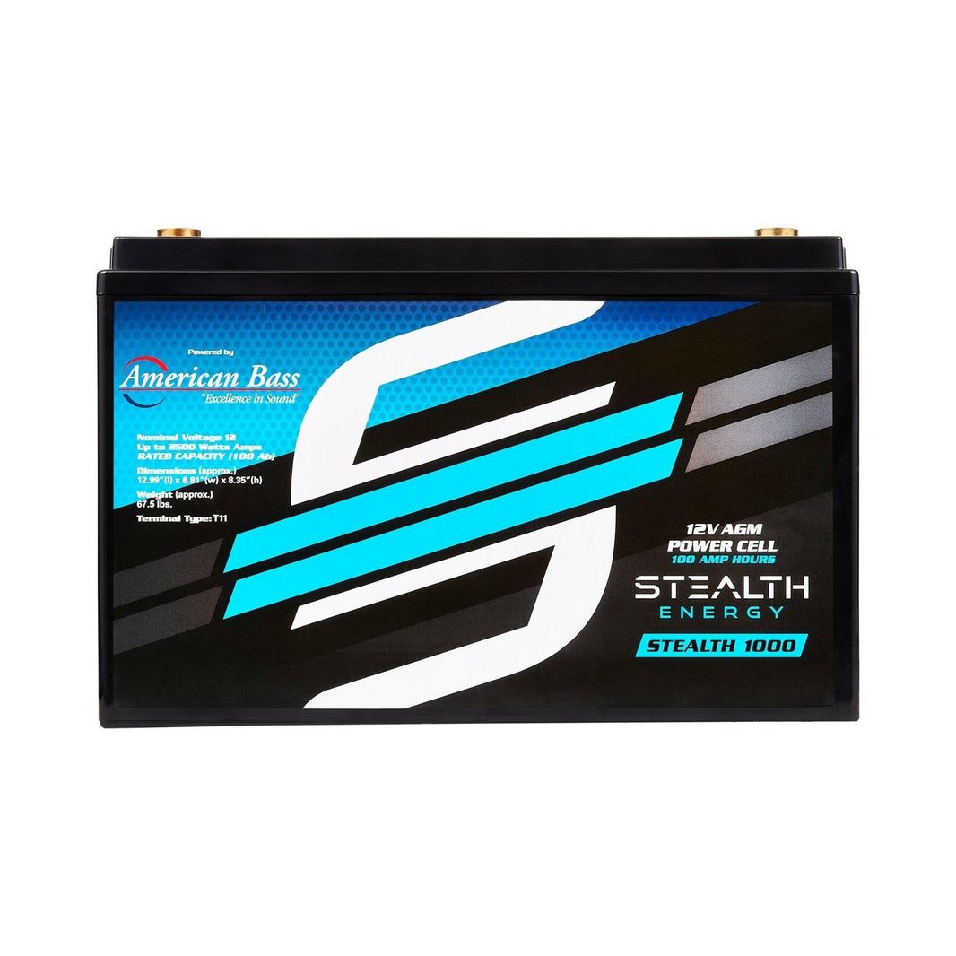 ST-1000 American Bass Audio Stealth 1000 | 100Ah AGM Battery | Maintenance-Free, Sealed Power for Car Audio & More - 100Ah AGM