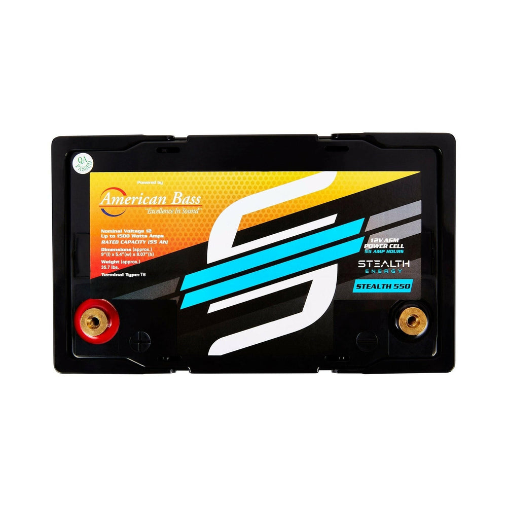 ST-550 American Bass Audio Stealth 550 | 55Ah AGM Battery | Maintenance-Free, Sealed Power for Car Audio & More - 55Ah AGM