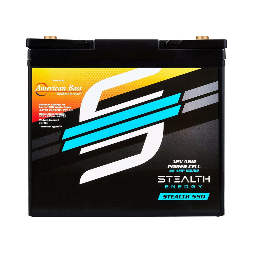 ST-550 American Bass Audio Stealth 550 | 55Ah AGM Battery | Maintenance-Free, Sealed Power for Car Audio & More - 55Ah AGM