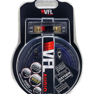 VFL 4 Gauge Complete OFC (Oxygen Free Copper) Amplifier Wiring Kit - High Power Car Audio Amp Install Kit with Power, Ground & RCA Cables - Version 1